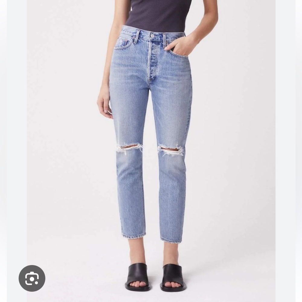 AGOLDE Riley High Rise Crop Pant - distressed